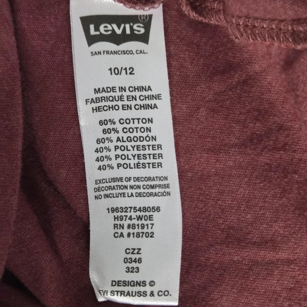 Levis Shirt Kids 10-12 Red Explore More Logo Graphic Short Sleeve Tee Top